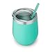 K&C Creations Stainless Steel Stemless Glass with Lid and Straw-Unbreakable Shatterproof Adult Sippy Cup Wine Tumbler Vacuum Insulated Portable for Out, 5.4 x 3.9 x 3.9 inches, Mint
