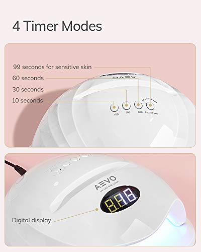 AEVO UV LED Nail Lamp, 48W Dual LED UV Lights for Curing Nail Polish Fast, Nail Dryer Light [Fast Drying] [Automatic Sensor & Digital Display] [5 Modes] [Professional Salon at Home]
