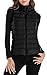 Sarin Mathews Womens Packable Ultra Lightweight Down Vest Outdoor Puffer Vest Black L