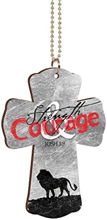 P. Graham Dunn 107850 Car Charm Cross Strength Courage With Chain 2.75 x 4