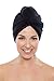 Texere Women's Viscose from Bamboo and Cotton Terry Hair Towel - Lightweight, Absorbent Quick Drying Hair Wrap - Twist Towel with Elastic Loop Holder (Tya, Black, U)