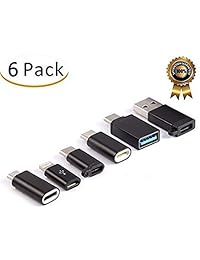 Adaptador USB tipo C, adaptador micro USB a USB C, USB tipo C a USB-A, USB C a USB 3.0, para iPhone 8, MacBook, Samsung S9, S8 Plus, Google Pixel 2 XL y más de 6 unidades, color negro