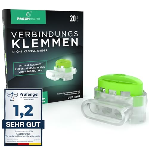 Rasenwerk® Pack of 20 Green Connecting Clips, Cable Connectors, Boundary Robot, Lawn Robot - Invisible in Grass - Waterproof, Corrosion Resistant, Durable