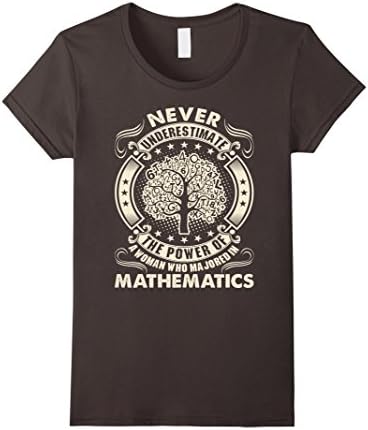 Women's Never Underestimate Power Woman Majored Mathematics Tshirt Large Asphalt