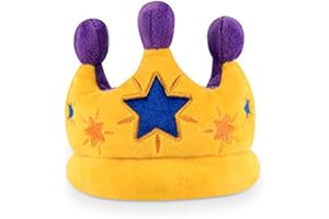 P.L.A.Y. PET LIFESTYLE AND YOU P.L.A.Y. Cute Plush Dog Toys - Birthday Party Celebration Themed Durable Squeaker Chew Toy, Great for Puppies & Small, Medium, Large Dogs - Machine Washable, Recycled Materials (Canine Crown, Medium)