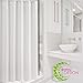 Mildew Resistant Fabric Shower Curtain - 72x72 White polyester Curtain for Bathroom - Waterproof Odorless Eco Friendly Anti Bacterial - Heavy Duty Metal Grommets - Creatov Design