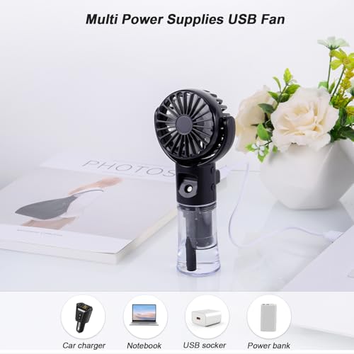 Starvortex Portable USB 4 Speed Rechargeable Misting Fan - Accessories for Outdoor, Office, Camping (Black)