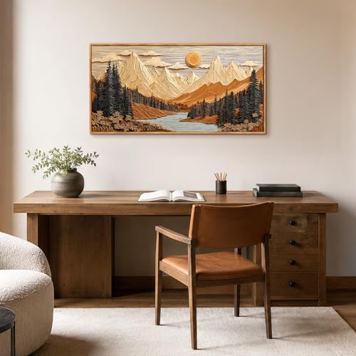 hyidecorart Montaña Bosque Moderno Marcos Cuadros Decoracion 50x100 cm | Motivos Finos, Impresión HD, Grandes Formatos, Fácil de Colgar, Tejido de Lienzo, Decoración Mural Tranquila, Arte Regalo