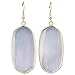 SUNYIK Women's Gray Cat Eye Stone Oval Dangle Earrings Gold Plated