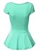 J.TOMSON Women's Short Sleeve Fitted Peplum Top Mint M