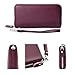 Moflycom Womens Wallet RFID Blocking Genuine Leather Zip Around Wallet Clutch Wristlet Travel Long Purse for Women