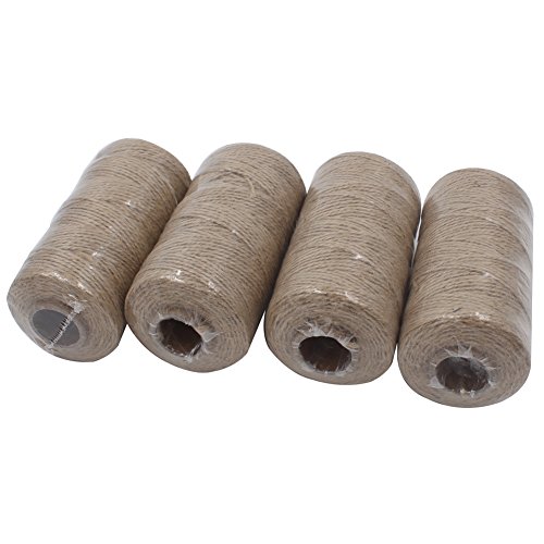 Zicome Natural Jute Twine for Crafts Decoration Gift Wrapping Gardening Applications, Rolls of 4, Total 1200 Feet