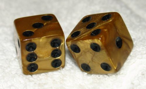 Gold Metalic Colored Swirled Dice Pair by Dice