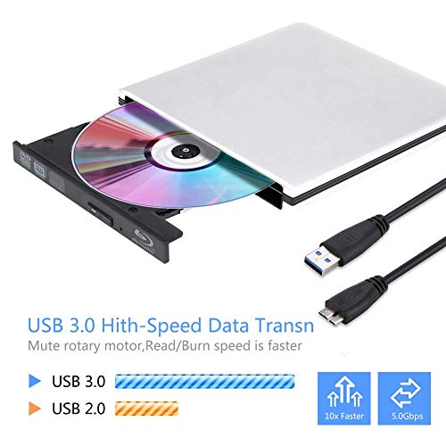 External 4K 3D Blu Ray DVD Drive, Portable USB 3.0 Blu Ray DVD Burner Player Reader Disk for Mac OS, Windows 7/8/10,Linxus, Laptop