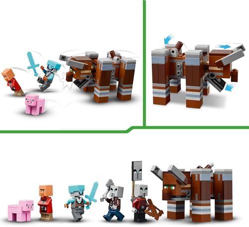 Minecraft EIN Verwüster am Plünderer-Außenposten - Gaming Spielzeug für Kinder - Minifigur mit Schnappkiefer Funktion und Dorf Festung - Gaming Geschenk für Jungen & Mädchen ab 8 Jahren - 21278