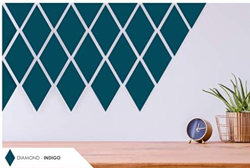 Suber Geometrics Cork Board Tiles | 12 Tile Pack | 9cm / 3.5" Each Side | Self-Adhesive DIY | Diamond Shape | Pinboard/Bulletin Board/Wallcovering | Decoration | 3D Wall | 3.5mm / 0.14" Thick (Indigo)