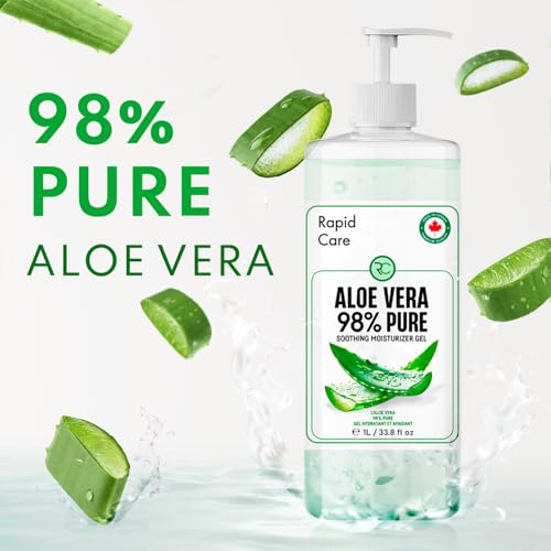 Aloe Vera Gel - 98% Pure - Made In Canada - Organic - 1 Liter - Pump Bottle