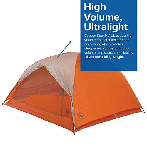 Big Agnes Copper Spur HV UL3 Backpacking Tent, Gray/Orange, 3 Person
