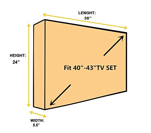 BroilPro Accessories Outdoor 40"-43" TV Set Cover,Scratch Resistant Liner Protect LED Screen Best-Compatible with Standard Mounts and Stands (Gray)
