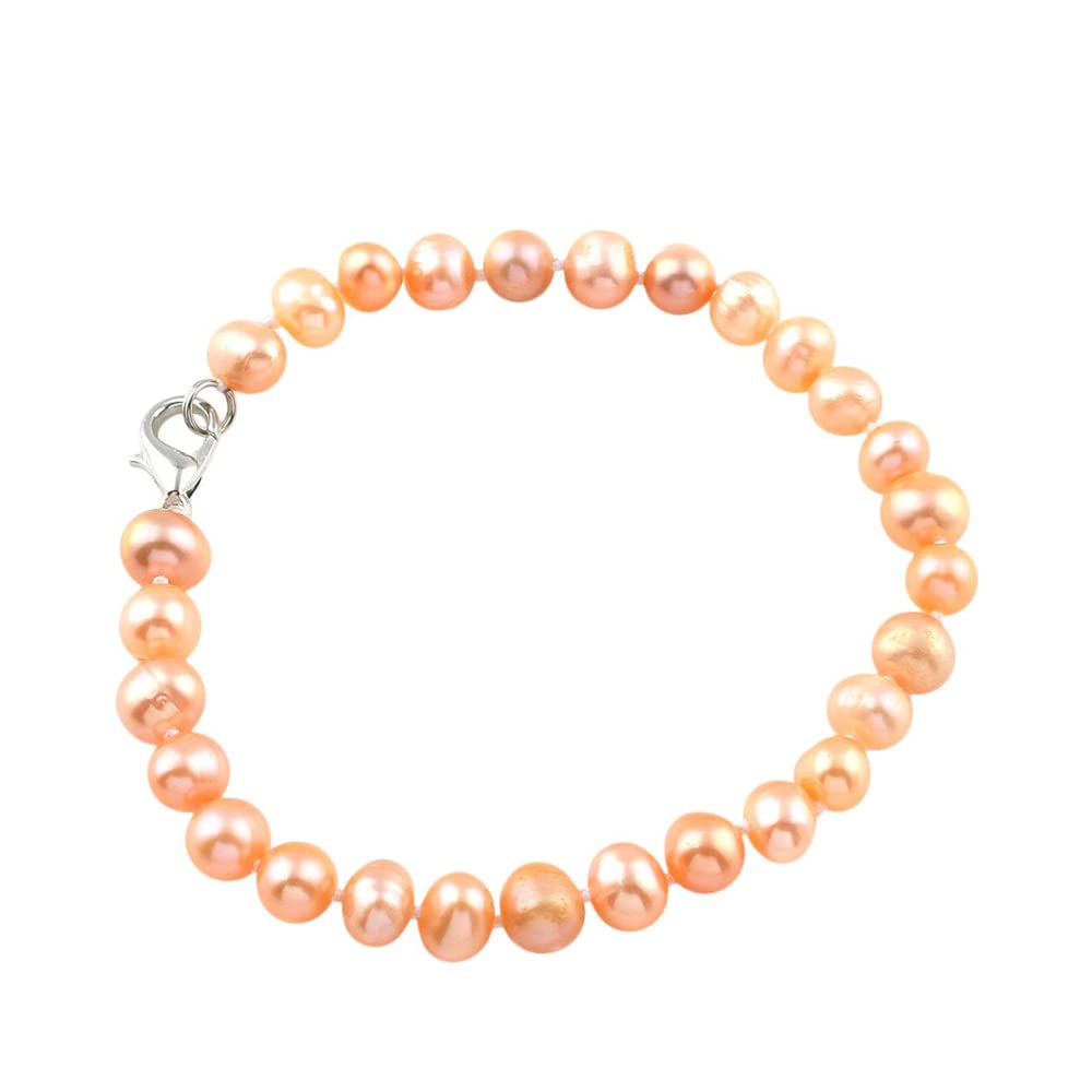 Pearl Bracelet For Women and Girl | Stunning 6-7mm Pink Freshwater Pearl Bracelet 18.5cm