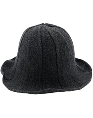 Vintage Foldable Dome Basin Cap,Winter Womens Knit Fedoras Bucket Hat