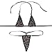 iEFiEL Women Micro G-String Bikini 2 Piece Sliding Top Thong Small Bra (Leopard)