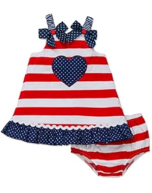 Baby Girls Americana Red Stripe Heart Dress