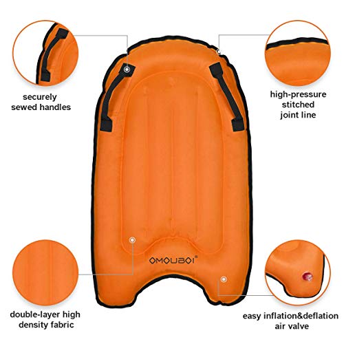 OMOUBOI Inflatable Bodyboard Pool Float Swim Air Bed (Orange) - Thumbnail 2