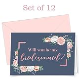 Bridesmaid Proposal Cards | COMPLETE BRIDAL PARTY SET | Floral Will You Be My Bridesmaid Cards | ROSE GOLD FOIL | Maid of Honor | Matron of Honor | Flower Girl | Envelopes and Stickers | BOX SET OF 12