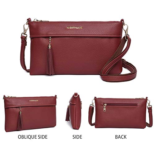 Small Crossbody Purses for Women Vegan Leather Lightweight Crossbody Purse Stylish Shoulder Bags with Wallet (Red)