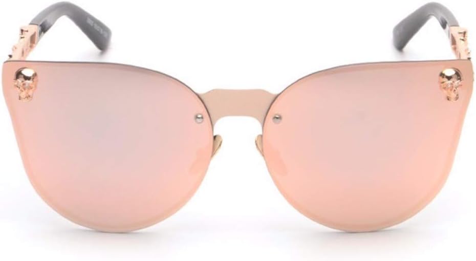 Sunglasses Rose Gold Skull Sunglasses Women Sun Glasses For Ladies Metal Reflective Rose Gold