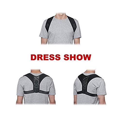 Hecmoks Posture Corrector Back Support Brace for Men and Women - Improves Posture, Prevents Slouching and Hunching, Reliefs Upper Back and Neck Pain - Adjustable and Comfortable with Underarm Pads