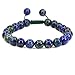 Amandastone Natural Lapis Chrysocolla Gemstone 8mm Round Beads Adjustable Braided Macrame Tassels Chakra Reiki Bracelets 7 Inch