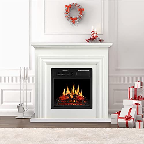 R.W.FLAME Electric Fireplace Mantel Wooden Surround Firebox,36" Ivory