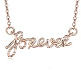 Blinkingstare Rose Gold Forever Pendant Necklace - Round Cubic Zirconia Choker Simple Necklace for Women