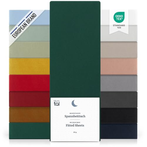 Blumtal® 2er Set Spannbettlaken 180x200x30cm aus Microfaser - Oekotex zertifiziertes Bettlaken Spannbettlaken in Dunkelgrün