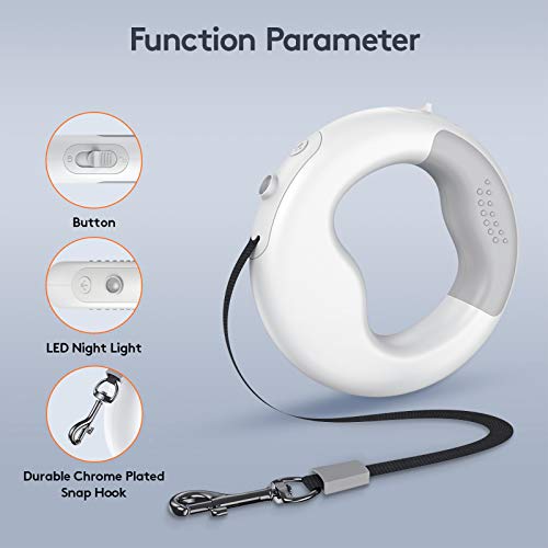 Saike Heavy Duty Retractable Dog Leashes with Flashlight, 360° Tangle Free Dog Walking Leash with Anti-Slip Handle, One-Hand Brake Pet Leash for Puppy Small Medium Large Dogs