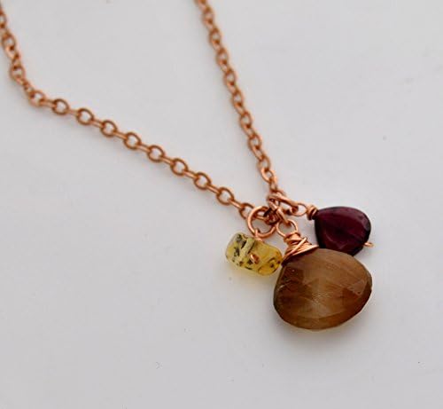 Quartz, Ethiopian Opal, Garnet 14kt rose gold fill cluster necklace