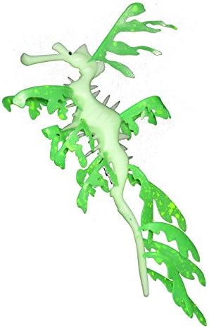 Aquaficial leafy seadragon sea dragon Artificial Silicone plastic Floating Glow effect glowing Vivid colors Ornament decoration Fish Tank Aquarium pesera eco friendly salt fresh water (5.5", Green)