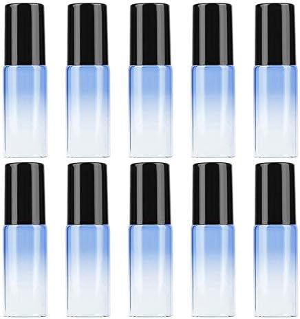 10pcs/5ml Portable Mini Perfume Essential Oil Glass Container Roll on Design Gradient Color Travel Glass Bottle