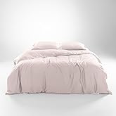 Olive + Crate Tencel Eucalyptus Cooling Duvet Cover Set - Hypoallergenic, Lyocell Tencel Duvet Cover - Soft, Temperature Regulating with Hidden Button Closure & Corner Ties - King Size [Barely Pink]