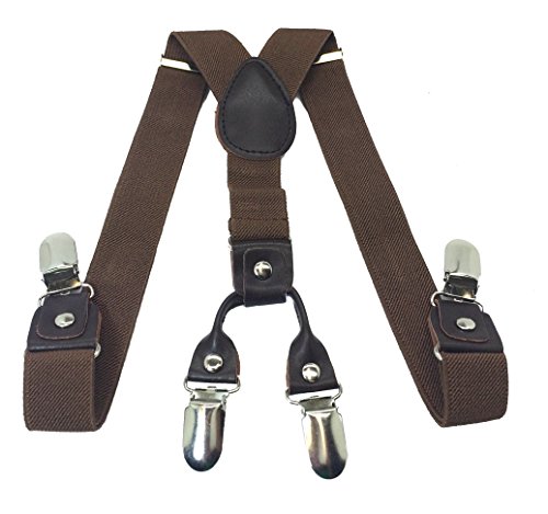 New Style Toddler Kids Baby Boys & Girls Child 4clips Suspender (BROWN)