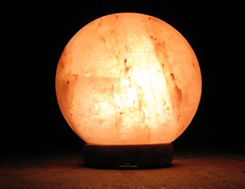 Himalayan Globe Salt Lamp Natural Crystal Rock ball 5-6" Ionic Air Purifier withon/off cord and Wooden Base