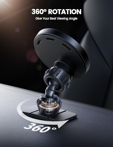 Lamicall 15W for Magsafe Car Mount Charger - [3-in-1 Upgraded Intelligent Chip] 360° Wireless Car Phone Holder Charger Vent Dashboard Magnetic Phone Holders for iPhone 17 Pro Max, Air, 16 15 Pro Max