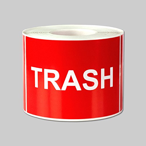 Trash Disposal Labels Self Adhesive Stickers (Red White / 3" x 2