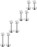 ORAZIO 4-8 Pcs 18G Stainless Steel Nose Piercing Lip Rings Studs Ear Piercings 6mm
