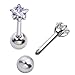 Zysta Pair Clear Cubic Zirconia 16G Earring Studs Star Rhinestone Diamond Stainless Steel Post Back Ball Screw Men Women Nose Helix Cartilage Ear Lobe Small Cute Piercing Jewelry