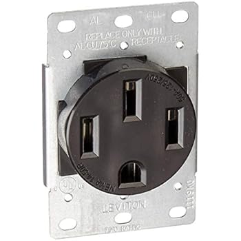Leviton 279-S00 50 Amp, 125/250V, Nema 14-50R, 3P, 4W, Flush Mounting Receptacle, Straight Blade, Industrial Grade, Grounding, Side Wired, Steel Strap, Black