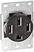 Leviton 279-S00 50 Amp, 125/250V, Nema 14-50R, 3P, 4W, Flush Mounting Receptacle, Straight Blade, Industrial Grade, Grounding, Side Wired, Steel Strap, Black primary