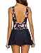 Hotouch Swimwear Women's One Piece Swimsuit Swim Dress Cover Up Backless Monokini Bathsuit Bikini S-3XL (L, Navy/Flamingo)